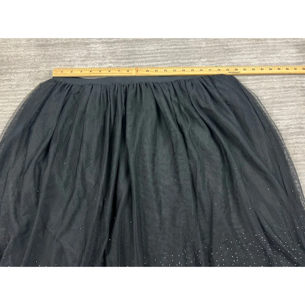 A New Day Skirt Womens XXL Black Tulle Midi Rhinestone Embellished Elastic Waist - Picture 2 of 8